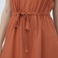G-Ochre V-Neck Woven Flared Dress